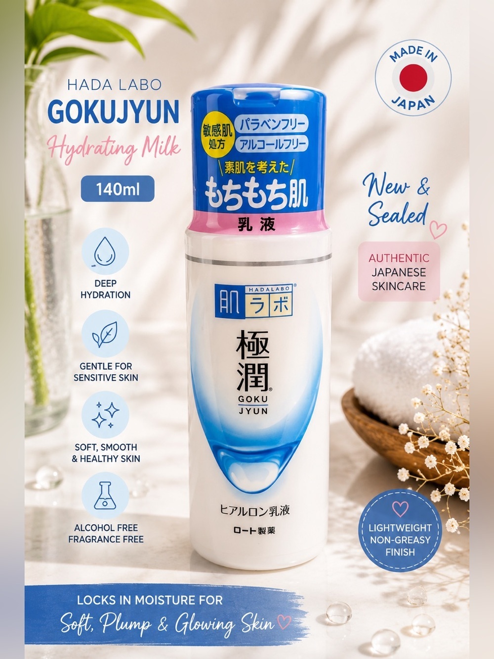 Hada Labo Gokujyun Hydrating Milk - White & Blue